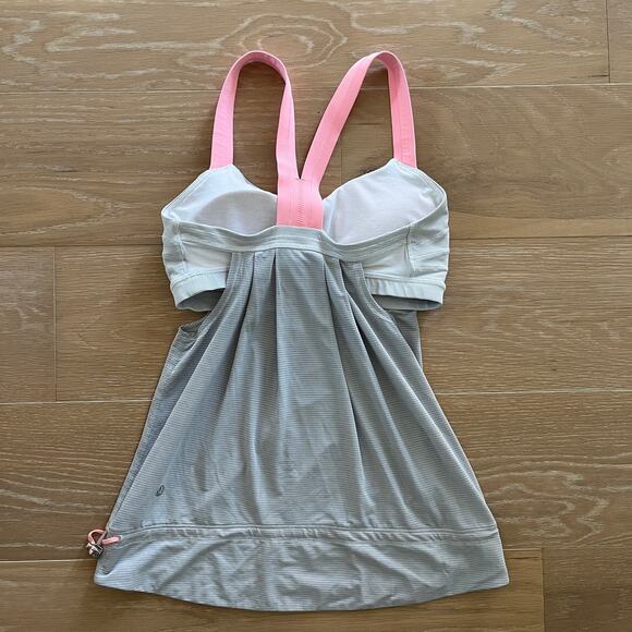 Lululemon Rest Less Tank Heathered Light Grey Wee Stripe - Picture 3 of 3